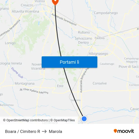 Boara / Cimitero R to Marola map