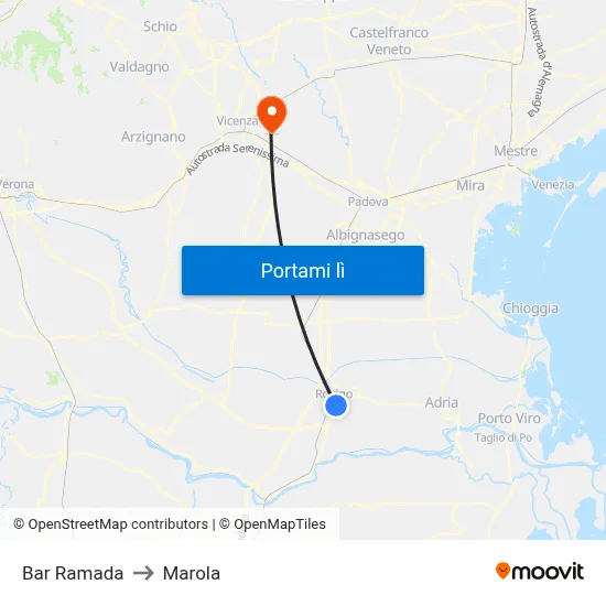 Bar Ramada to Marola map