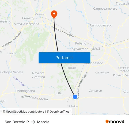 San Bortolo R to Marola map