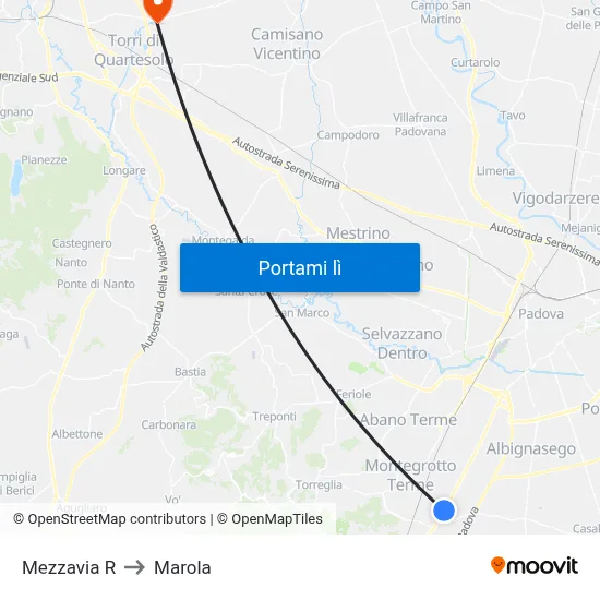 Mezzavia R to Marola map