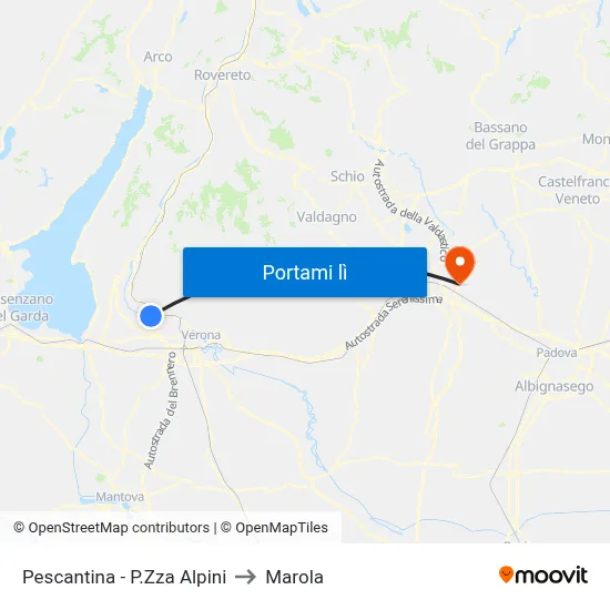 Pescantina - P.Zza Alpini to Marola map