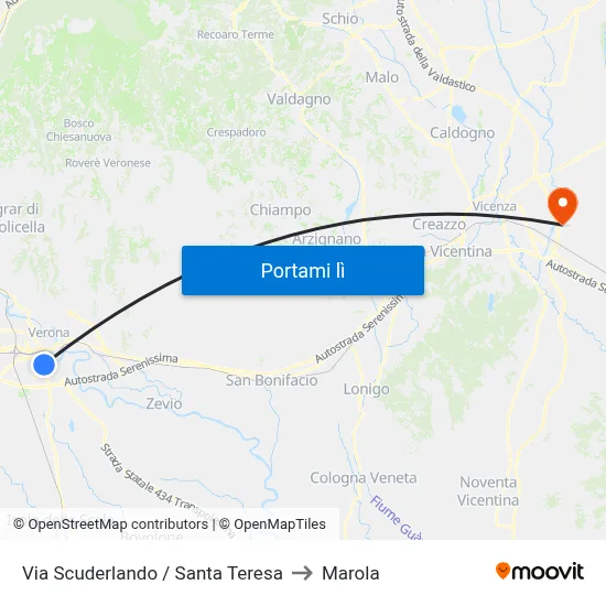 Via Scuderlando / Santa Teresa to Marola map