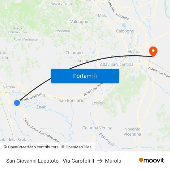 San Giovanni Lupatoto - Via Garofoli II to Marola map