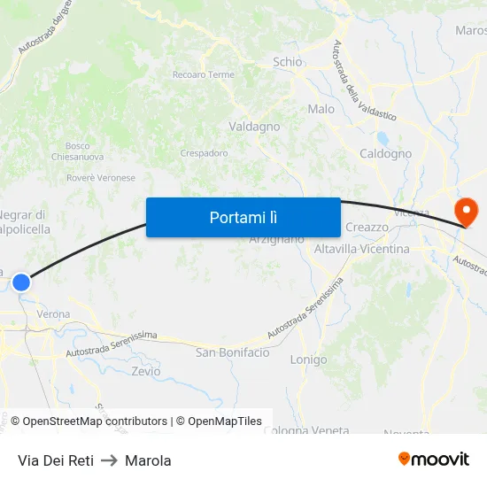Via Dei Reti to Marola map