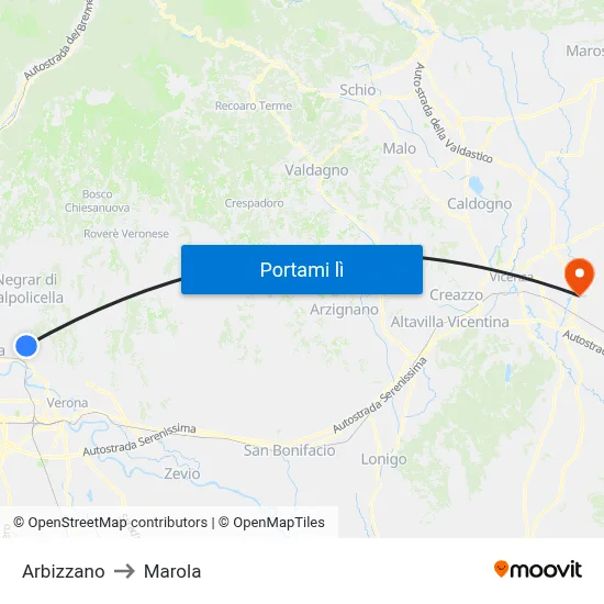 Arbizzano to Marola map