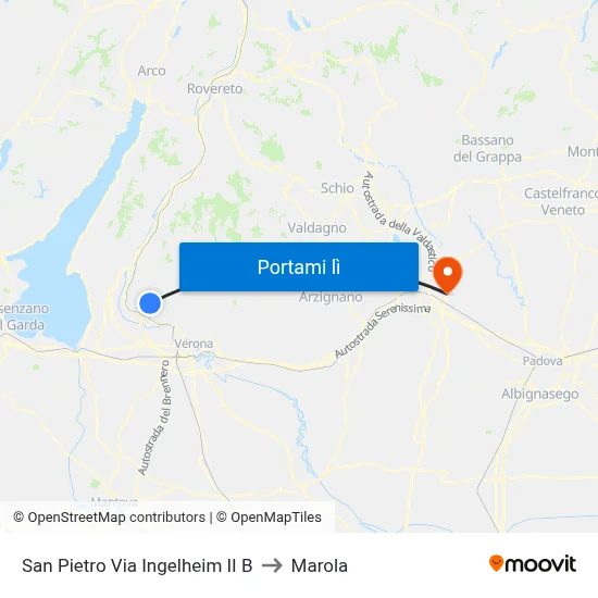 San Pietro Via Ingelheim II B to Marola map