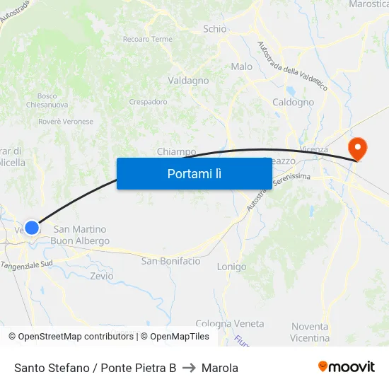 Santo Stefano / Ponte Pietra B to Marola map