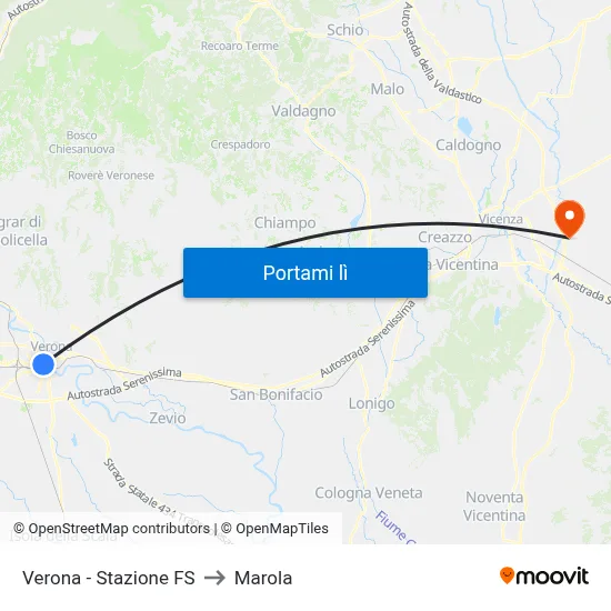Verona - Stazione FS to Marola map