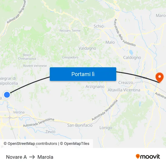 Novare A to Marola map