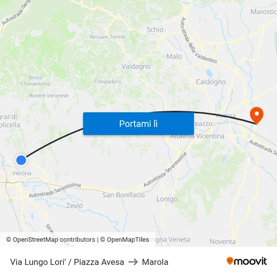 Via Lungo Lori' / Piazza Avesa to Marola map