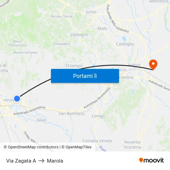 Via Zagata A to Marola map