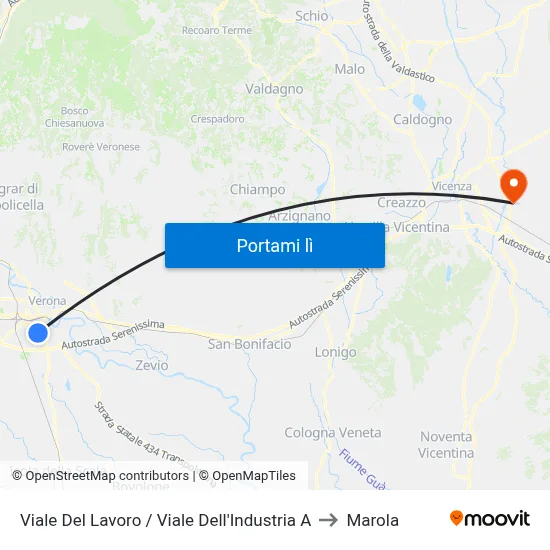 Viale Del Lavoro / Viale Dell'Industria A to Marola map