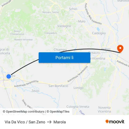 Via Da Vico / San Zeno to Marola map