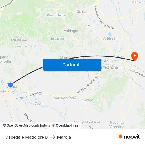 Ospedale Maggiore B to Marola map