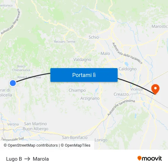 Lugo B to Marola map