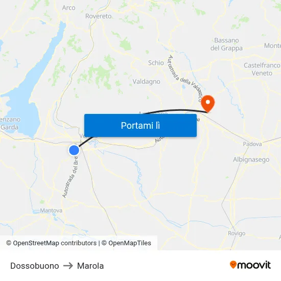 Dossobuono to Marola map