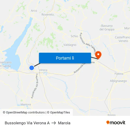 Bussolengo Via Verona A to Marola map