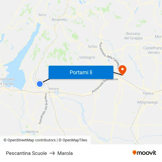 Pescantina Scuole to Marola map
