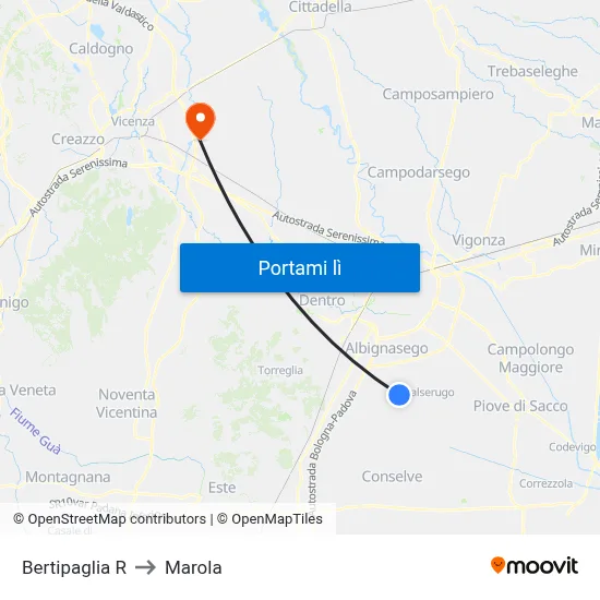 Bertipaglia R to Marola map