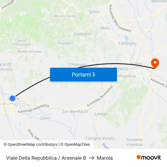 Viale Della Repubblica / Arsenale B to Marola map