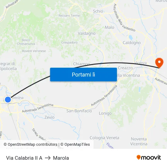 Via Calabria II A to Marola map