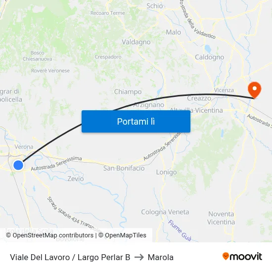 Viale Del Lavoro / Largo Perlar B to Marola map