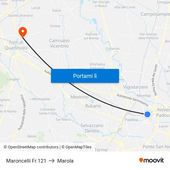 Maroncelli Fr.121 to Marola map