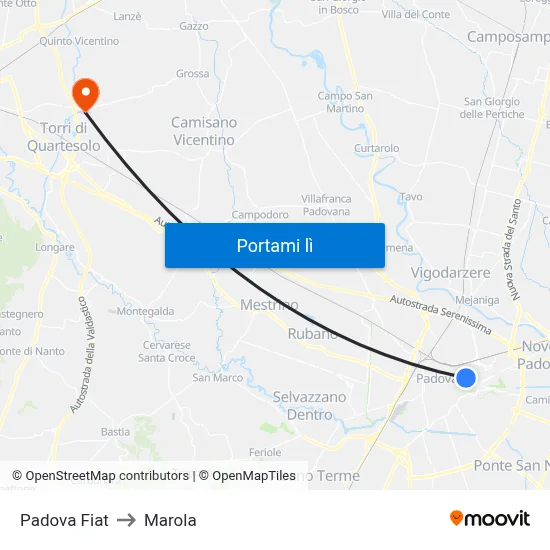 Padova Fiat to Marola map