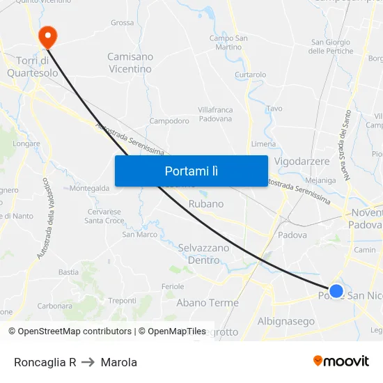 Roncaglia R to Marola map