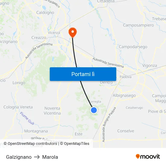 Galzignano to Marola map