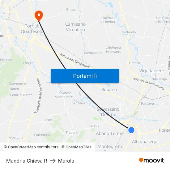 Mandria Chiesa R to Marola map