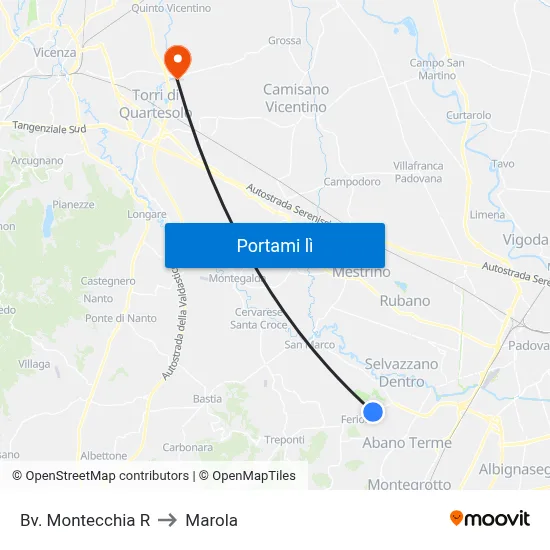 Bv. Montecchia R to Marola map