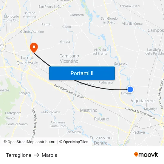 Terraglione to Marola map