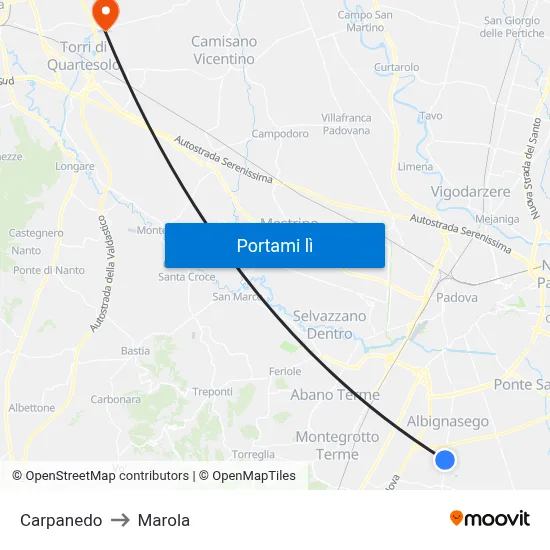 Carpanedo to Marola map