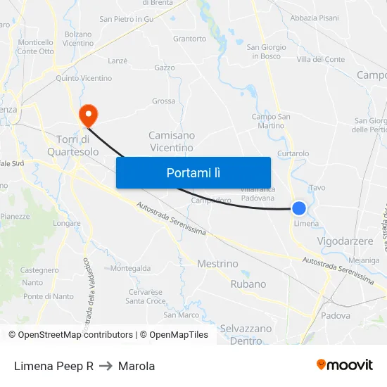 Limena Peep R to Marola map