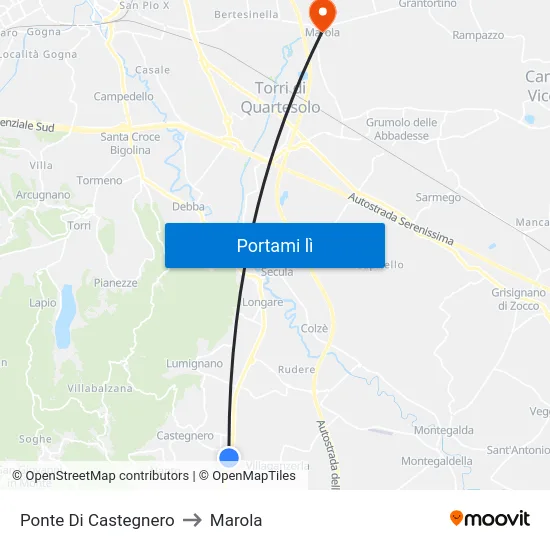 Ponte Di Castegnero to Marola map