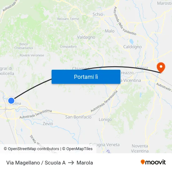 Via Magellano / Scuola A to Marola map