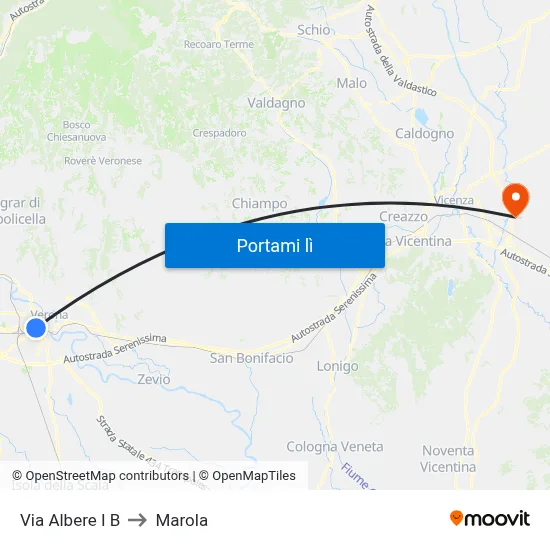 Via Albere I B to Marola map