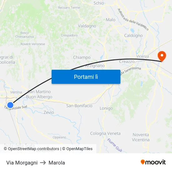 Via Morgagni to Marola map