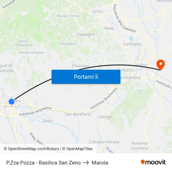 P.Zza Pozza - Basilica San Zeno to Marola map
