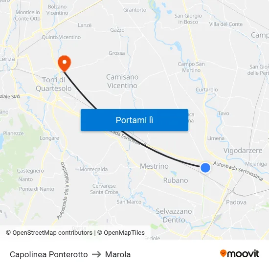 Capolinea Ponterotto to Marola map