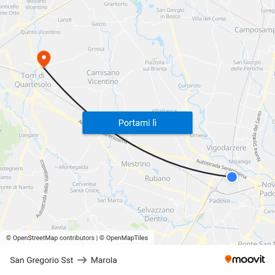 San Gregorio Sst to Marola map