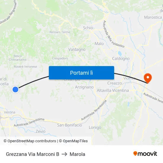 Grezzana Via Marconi B to Marola map