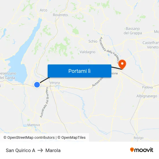 San Quirico A to Marola map