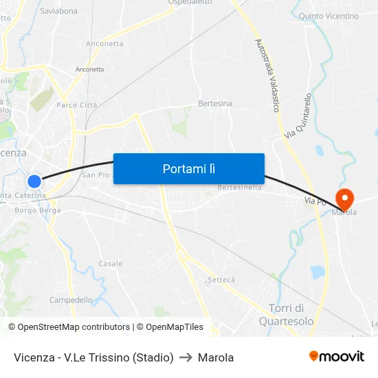 Vicenza - V.Le Trissino (Stadio) to Marola map