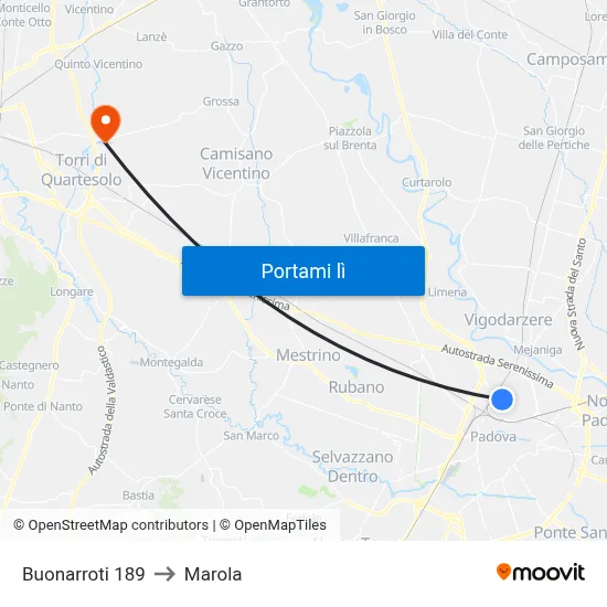 Buonarroti 189 to Marola map