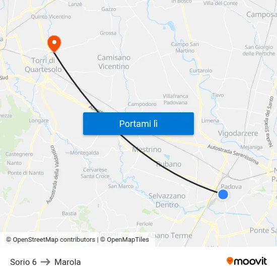 Sorio 6 to Marola map