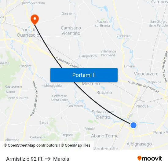Armistizio 92 Ft to Marola map
