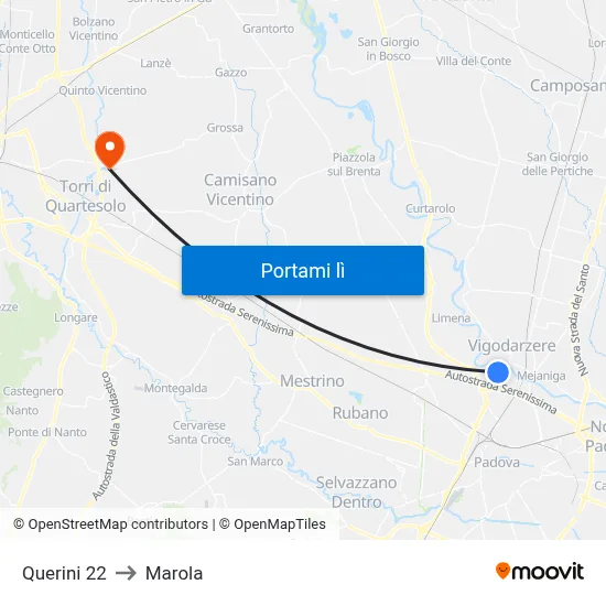 Querini 22 to Marola map
