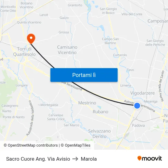 Sacro Cuore Ang. Via Avisio to Marola map